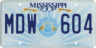 MS license plate MDW604