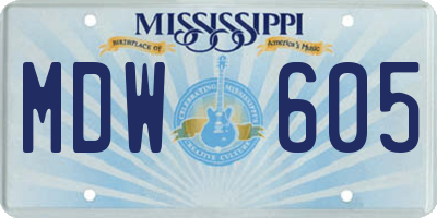 MS license plate MDW605