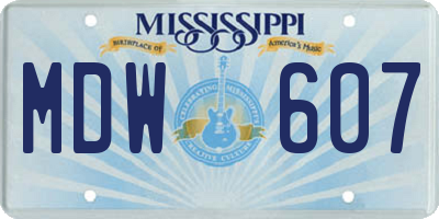 MS license plate MDW607