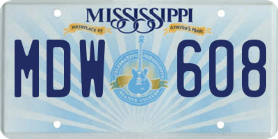 MS license plate MDW608