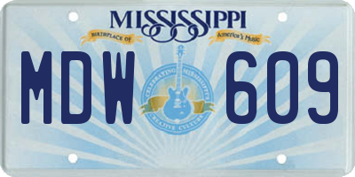 MS license plate MDW609