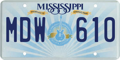 MS license plate MDW610