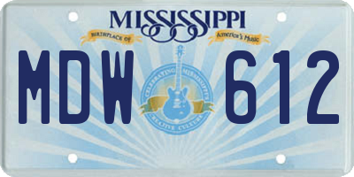MS license plate MDW612