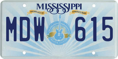 MS license plate MDW615