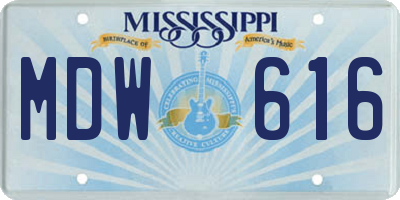 MS license plate MDW616