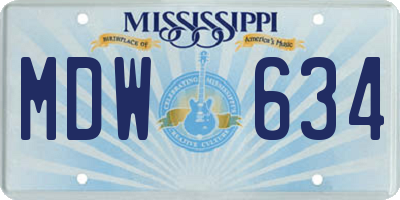 MS license plate MDW634