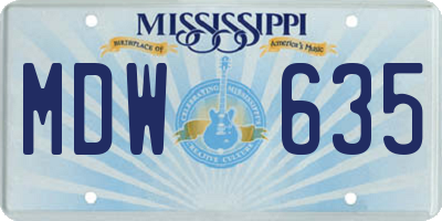 MS license plate MDW635