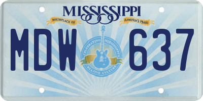 MS license plate MDW637