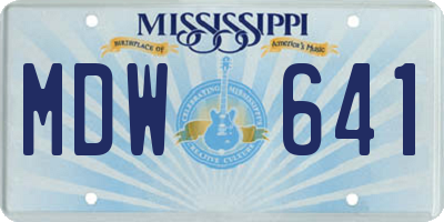 MS license plate MDW641