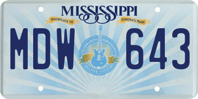 MS license plate MDW643