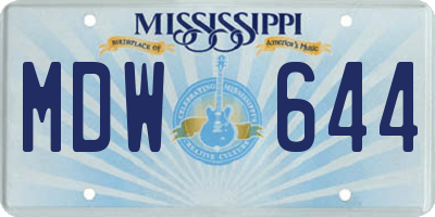 MS license plate MDW644