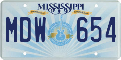 MS license plate MDW654
