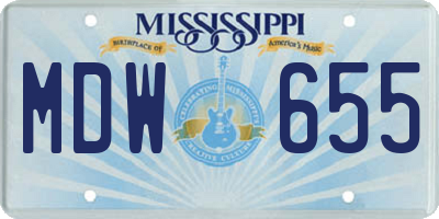 MS license plate MDW655