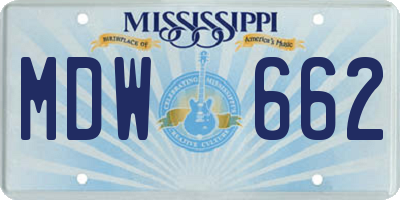 MS license plate MDW662