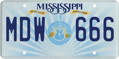 MS license plate MDW666