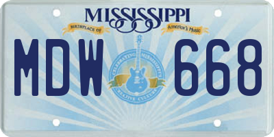 MS license plate MDW668