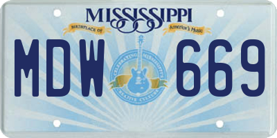 MS license plate MDW669