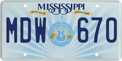 MS license plate MDW670