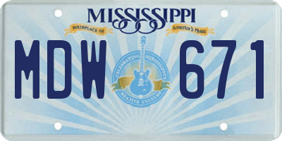 MS license plate MDW671