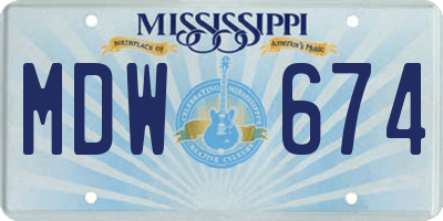 MS license plate MDW674
