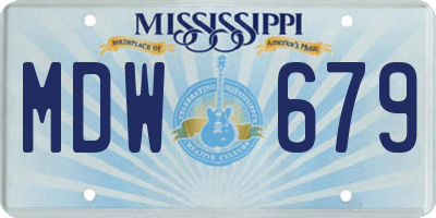MS license plate MDW679