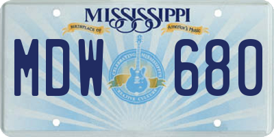 MS license plate MDW680