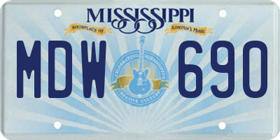 MS license plate MDW690