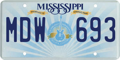 MS license plate MDW693