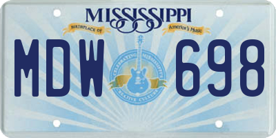 MS license plate MDW698