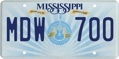 MS license plate MDW700
