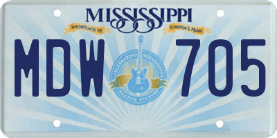 MS license plate MDW705