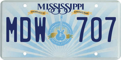 MS license plate MDW707