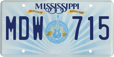 MS license plate MDW715