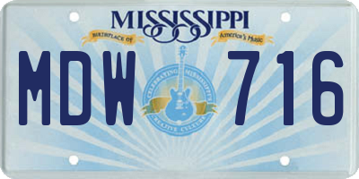 MS license plate MDW716