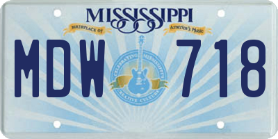 MS license plate MDW718