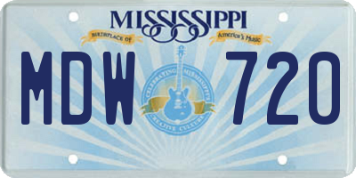 MS license plate MDW720