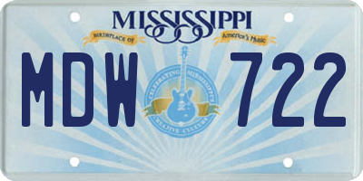 MS license plate MDW722