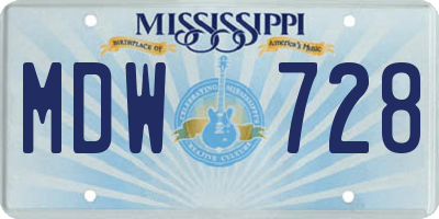 MS license plate MDW728