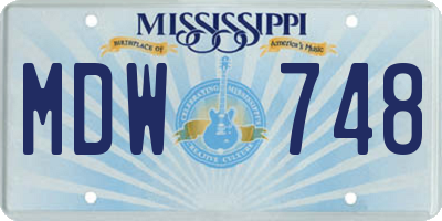 MS license plate MDW748