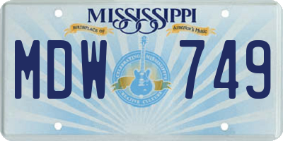 MS license plate MDW749