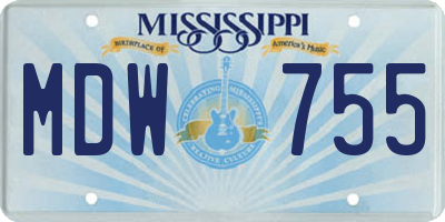 MS license plate MDW755
