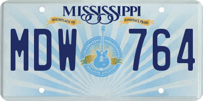 MS license plate MDW764