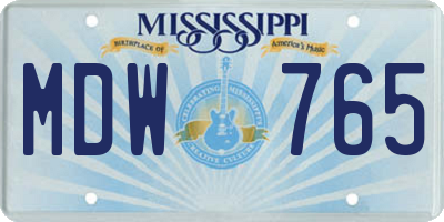 MS license plate MDW765