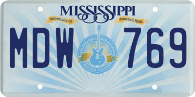 MS license plate MDW769