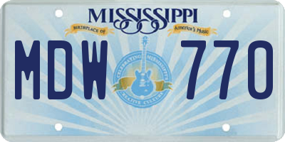 MS license plate MDW770