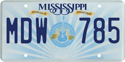 MS license plate MDW785