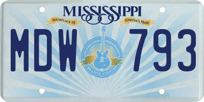 MS license plate MDW793