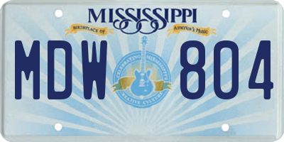 MS license plate MDW804