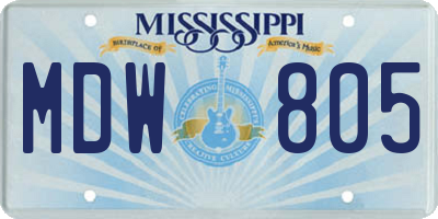 MS license plate MDW805