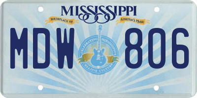 MS license plate MDW806